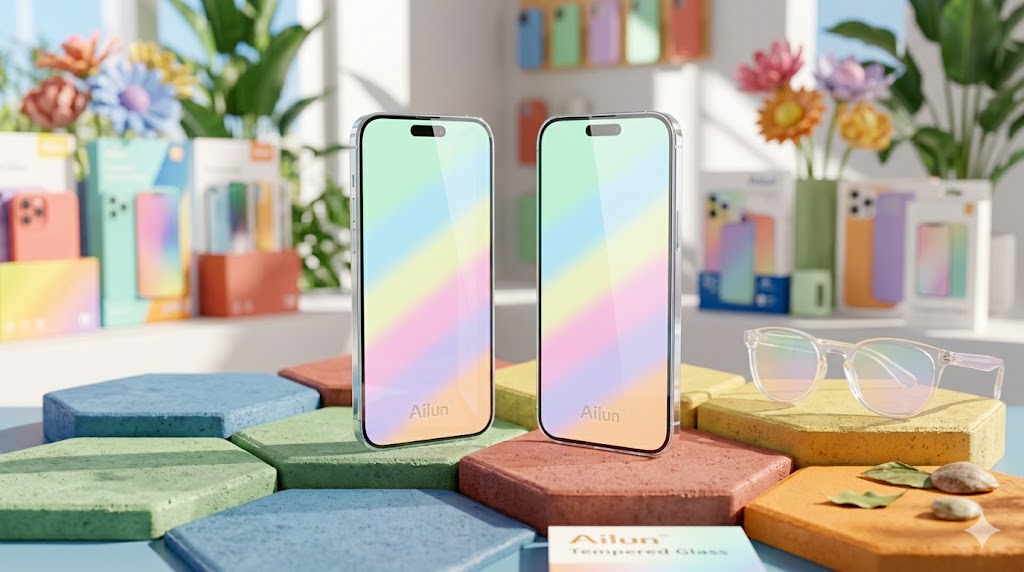 Two phones with Ailun screen protectors