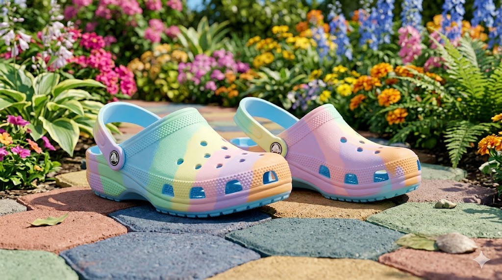 Crocs Classic Clog in a garden