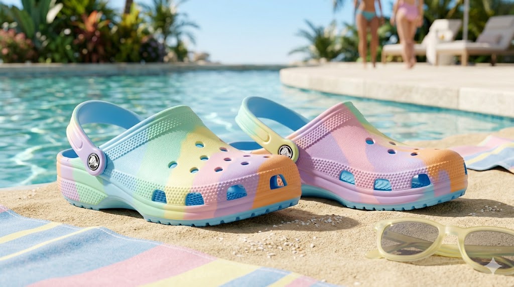 Crocs Classic Clog near a pool