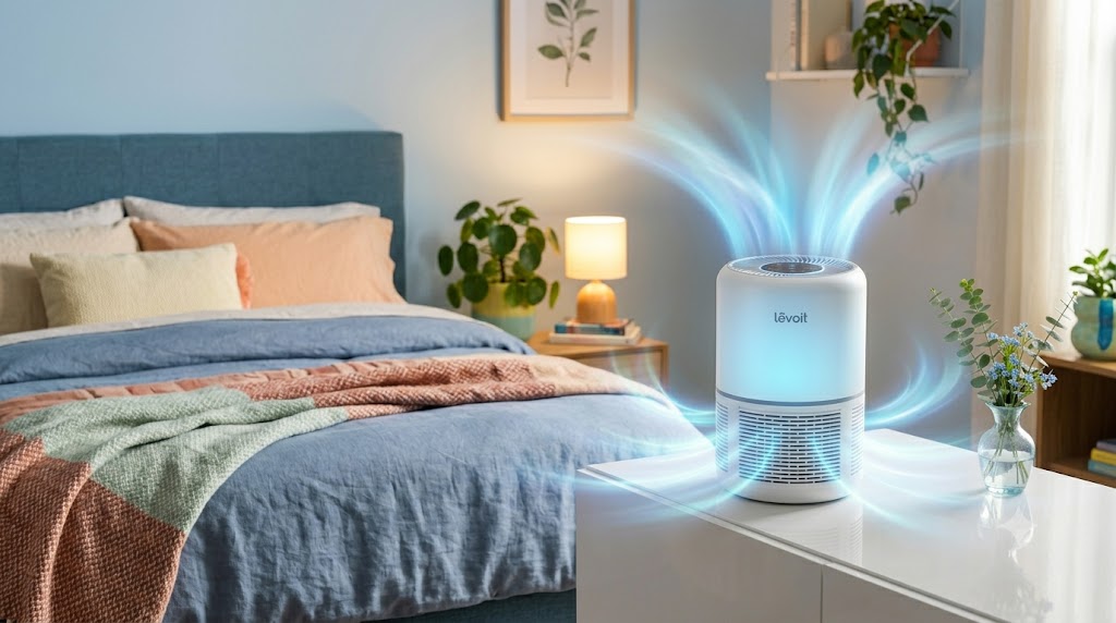 LEVOIT air purifier in a bedroom